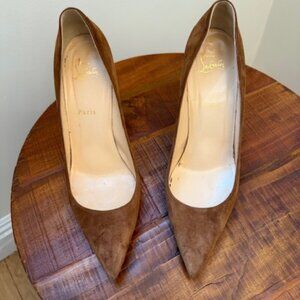Christian Louboutin Suede Camel Pump